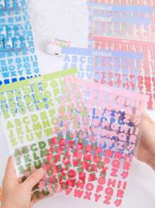 8 Sheets/Pack Vitality Alphabet Series Stickers, Gradient English Alphabet Pattern Design Handbook DIY Album Decoration Stickers, Gifts For Friends