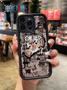 ONE PIECE ONE PIECE Manga Collage Phone Case: Collector's Item For Die-Hard Fans, "Straw Hat Pirates" Anime Graphic Black Lens Protection Phone Case Compatible With IPhone