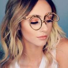 二合一化妆镜眼镜，带印花图案和180°翻转放大镜 - 彩色 - 查看 1