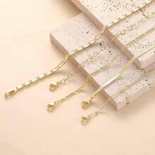 MBW Gold Bracelets Women, Dainty 14K Gold Plated Bracelet Stack Beaded Chain Bracelet Set Thin Small Cute Paperclip Bracelets Fashion Waterproof Jewelry Gold Accessories Women - 樣式3 - 查看 8