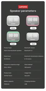 Lenovo 迷你藍牙音箱TS13 鏡面鬧鐘音箱 HIFI立體聲 全頻大喇叭音箱 方便攜帶 高清通話麥克風 持久續航（綠色） - 綠色 - 查看 7