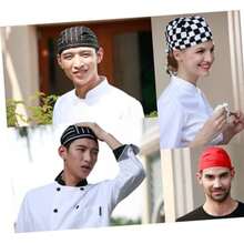 6pcs Unisex Chef Hat Elastic Kitchen Chef Hat Cooking Chef Cap Food Service Hair Net, Reusable And Washable Durable - 彩色 - 查看 6