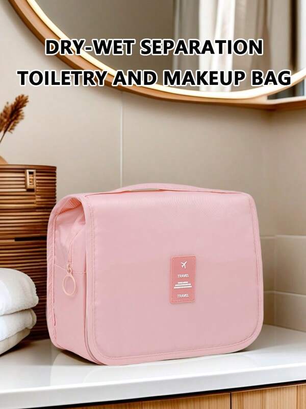 1 Piece Makeup Bag, Letter Patch Decorated Makeup Bag Hook Makeup Bag Blue Large Capacity Makeup Bag Makeup Bag Cosmetic Bag Skin Care Bag Toiletry Bag Storage Bag, Travel Essentials Cruise Essentials Dormitory Essentials, Wedding Bridesmaid Gifts, Mom Gifts, Birthday Gifts, Gifts For Friends And Teachers, Home Decor, Bathroom Living Room Bedroom Decor, Bathroom Storage Box, Jewelry Storage Box, Lip Oil Storage Box, Nail Polish Storage Box Cosmetic Storage Box Makeup Travel Toiletries Storage Box Essentials Gift Storage Zipper Accessories Nail
