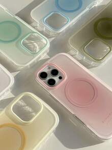 Cute Macaron Halo Dyeing Soft Phone Case Compatible With IPhone 16 15 14 13 12 Pro Max 16 ProMax Cases Candy Color Magnetic Wireless Charging Shockproof Back Cover - 抹茶綠 - 查看 2