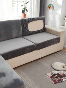 1 Pieza Funda de Sofá de Terciopelo, Estilo Clásico, Protector de Sofá/Funda de Sofá de 1/2/3/4 Plazas/Funda de Cojín de Alta Elasticidad y Confort Adecuada para Sala de Estar, Dormitorio, Hotel y Decoración del Hogar - Gris - Ver 8