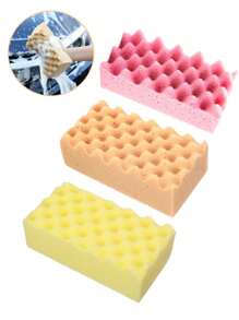 1pc Wave Shaped Car Wash Sponge Block, High Density Auto Detailing Polishing Honeycomb Car Washing Sponge, Powerful Cleaning