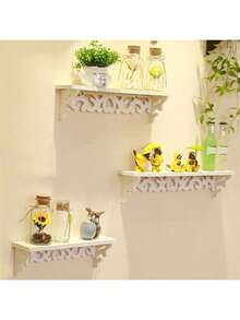 Estantería para pared, estantes flotantes de madera, soporte de estante montado en la pared para decoración - Blanco - Ver 5