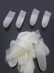 100pcs Disposable Finger Covers, Latex Finger Covers, Thickened High Elastic Rubber Finger Covers, Finger Protection, Finger Hygiene, Finger Care Home Pack Finger Covers - White - View 1