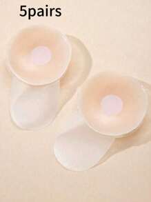 5pairs Reusable Seamless Silicone Nipple Covers, Invisible Breast Lift Tape, Anti-Slip Pasties, Solid Color Bra Accessories, Silicone, Hand Washable.