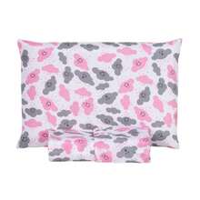 Single Sheet Set With 2 Pieces Printed Cotton Fabric With Elastic All Around And Pillowcase In Matchstick Stitch - Dusty Pink - View 1