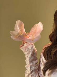 1pc Glamorous Butterfly Clip With Sparkling Rhinestones, Sheer Mesh Decor, High-End Elegant Hair Accessory For Casual, Party, Work, Vacation, Suitable For Various Outfits Summer, Claw Clip Fall Winter Hair Clip Hair Accessories For Women Bows