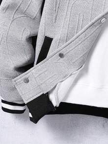 青少年男孩数字印花拼色连帽夹克外套 - 灰色 - 查看 5