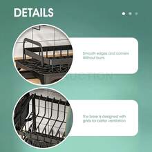 2 Tier Dish Drying Rack Plate Drainer Cutlery Holder Kitchen Organizer Storage-Foldable Dish Rack For Kitchen - Space Saving Black Utensil Holder - màu đen - Xem 10