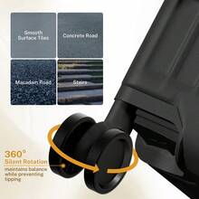 Carry-On Luggage, Black Two-Piece Hard Shell Rolling Suitcase, Expandable And Lightweight, With Universal Wheels, TSA Lock, Suitable For Travel, Business Trip, Hospital Stay, Vacation - màu đen - Xem 5