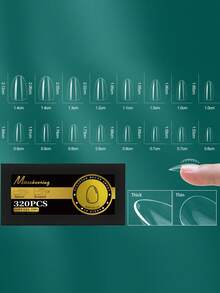 160片-320片热销透明假指甲美甲拱形指甲半磨砂美甲无痕假指甲 - 無色 - 查看 22