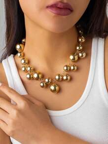 1 pièce Collier sautoir avec pendentif perle asymétrique exagéré, glamour pour femmes, business, soirée en boîte de nuit, tenue de vacances, nouveau cadeau pour les amis