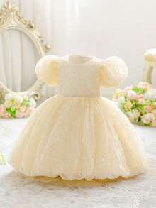 Vestido de tutú para niña de las flores para boda, dama de honor, vestido de princesa para niña joven para recital de piano, ocasión formal - Champán - Ver 2