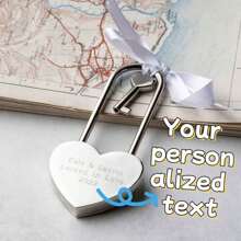 Custom Engraved Heart Key, Personalized Love Padlock, Engagement Lock, Metal Heart Lock With Key, Wedding Commemoration, Valentine's Day