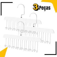 Multipurpose Hanger Kit With 8 Hooks For Clothes Ties Bras Necklaces Wood Compact - White - View 8