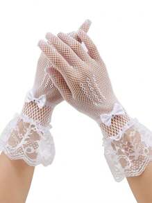 1pc Ladies Lace Gloves Elegant Short Lace Gloves Tea Party Gloves For Women Wedding Dinner Party