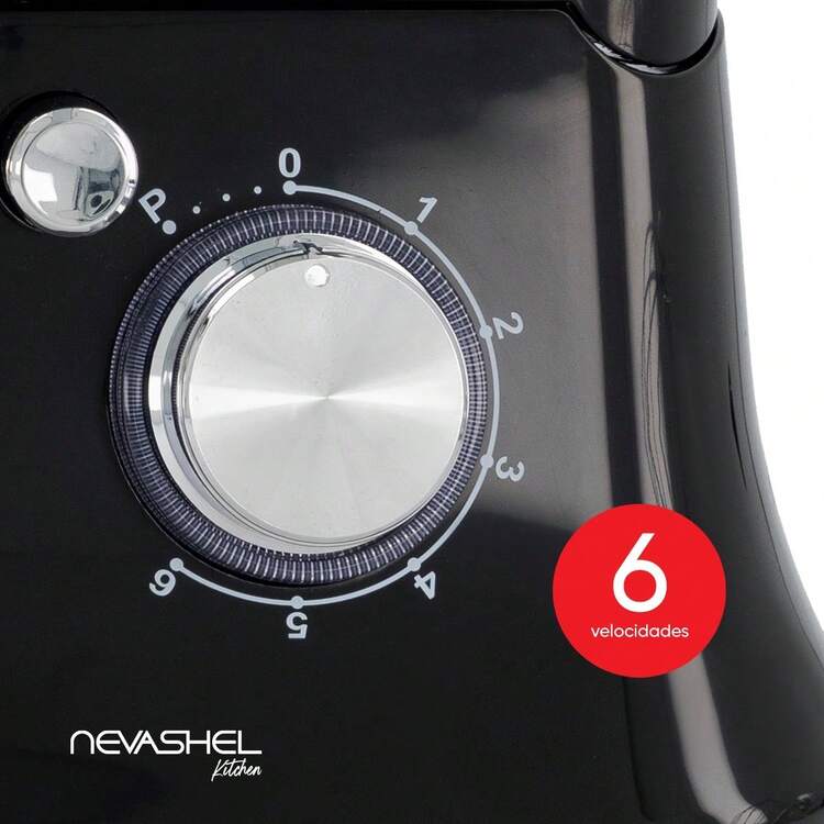 Batidora De Pedestal Profesional Nevashel Kitchen Ad-12 1000w, 6 Velocidades Tazón De 5l Acero Inoxidable Frecuencia 60hz, Ideal Para Repostería Y Panadería, Potente Y Duradera Fácil De Usar Y Limpiar - Negro - Añade 3