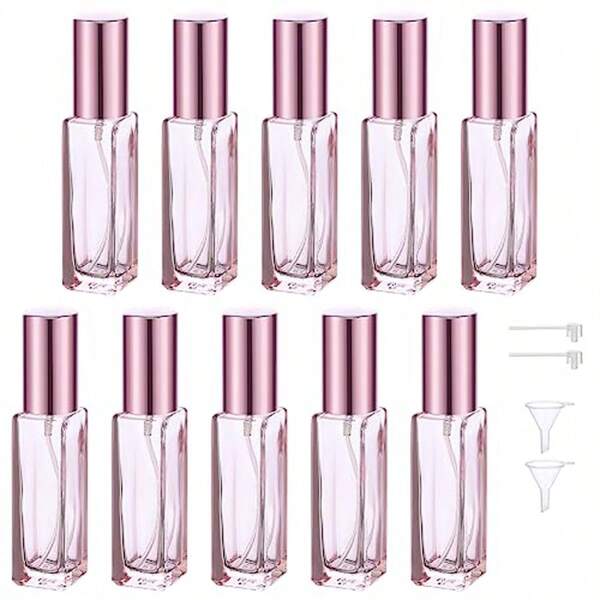 10pcs Refillable 10ml Travel Perfume Atomizer Set, Portable Glass Perfume Bottle With Funnels, Pocket Cologne Sprayer For Distributing Perfume And Cosmetics