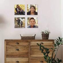 4 件定制照片印刷六边形和方形木板，4 件现代六边形定制照片印刷墙贴装饰，防水拼贴画框，横向，无需用电，易于剥离和粘贴家庭和朋友墙壁艺术装饰，多功能，防霉，装饰性，色彩鲜艳，现代，定制，个性化，独特，适合送给她、爸爸、妈妈、家人、朋友、茶室、家庭、花园、办公室、周年纪念日、情人节、父亲节、乔迁之喜、定制标志和牌匾 - 彩色 - 查看 11