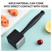Gorilla Grip Double-Sided Meat Tenderizer Tool, Heavy Duty Kitchen Mallet, Spiked Side Tenderizes, Smooth Flattens Steak, Pound Beef, Maximize Food Flavor, Comfortable Handle, Commercial Grade, Black - Máy làm mềm thịt hai mặt không cần kim - Xem 10