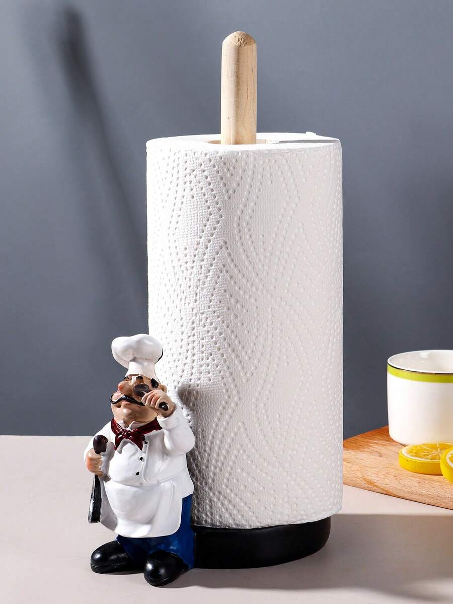 1pc Chef Style Paper Towel Holder, Resin Crafts Display For Kitchen, Cafe, Western Restaurant, Cake Shop