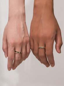 2pcs/Gift Box Heart Zirconia Ring Set, Lover Rings Set, Birthday Gift, Valentine's Gift, Wedding Rings, Lover's Gift - Multicolor - View 2