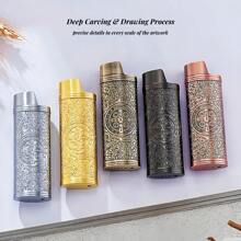 金属打火机盒，带 Constantine 3D 深雕图案，打火机保护套，耐用、抗压、防摔、紧密贴合 BIC J6 打火机 - 适合吸烟者、父亲、丈夫、男朋友、节日礼物的完美礼物 - 不含打火机