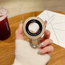 鹅颈式手机支架，兼容 、Android 手机，生日、家庭、朋友戒指支架、手机握把、手机配件礼物 - 金黃 - 查看 1