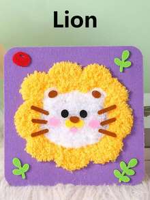 1件儿童手工编织毛线画，卡通动物DIY制作材料玩具贴纸，男孩女孩最佳生日礼物，随机配件颜色，圣诞礼物，节日礼物，圣诞DIY，圣诞树装饰小礼物 - 彩色 - 查看 16