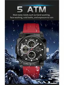 Multi-Functional Sports Models Electronic Watch Dual Display Electronic Watch Leisure Men's Waterproof Watch - Black and Red - View 8