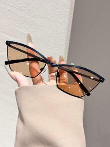 1 Paar Damen Metallrahmen Modebrille, modischer Strandaccessoire Preppy Stil für Schulanfang Katzenauge Form