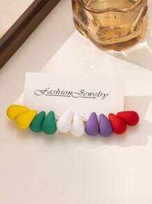 10-50pcs/Set Fashion Dopamine Colorful Water Drop Shaped Earring Sets, Lightweight Material, No Burden, Suitable For Women's Daily Wear