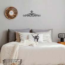 1PC Retro Metal Scroll Wall Art Decor, Rustic Iron Wall Medallion Black Metal Scroll Wall Art Iron Metal Wall Plaque For Living Room Home Decoration Room Decor Bedroom Decor Wall Decor Kitchen Decor - Black - View 1