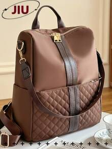 Anti-Theft Vintage Embroidered Quilted Backpack, Multifunctional Fashion Daily Bag, Multi-Pocket Lightweight Travel Bag, Large Capacity Minimalist Bookbag, Convenient Backpack Suitable For Students, Nurses, Teachers, Business People, Travel, Commuting, Shopping, Office, Dating, Hiking, Training, Work, Birthday Gift, Holiday Gift - Brown - View 2