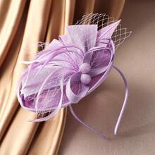 Fascinator Tea Party Hat - 2025 Derby Pillbox Hat Women (.87x5.9inch) - 杏色 - 查看 11