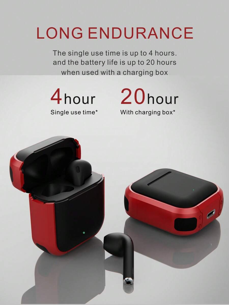 G03 半入耳式无线耳机，5.3，防汗，防水，低延迟，长续航，适用于办公、健身、休闲、送礼 - 紅色 - 查看 1