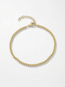 1 件奢华简约钢珠镀金链式手链，男女通用，适合正式场合和日常佩戴