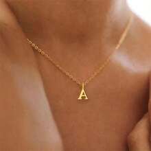 Initial Letter Necklace Stainless Steel Gold + Velvet Bag Cute Pendant Delicate Gift - U - Xem 11