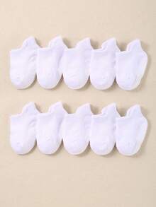 10/5 双装婴儿防滑袜，白色爱心星点图案防滑袜，适合男婴和女婴，幼儿地板袜，爬行袜，四季皆宜 - 白色 - 查看 5