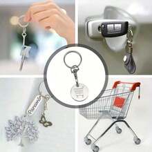 1pc-10pcs Shopping Cart Token Supermarket Trolley, Stainless Steel Shopping Trolley Remover, Shopping Trolley Token Pendants, Shopping Trolley Chips, Metal Stainless Steel Keychain, Keyring Decoration With Trolley Unlocking Key, Keyring Accessory - Multicolor - View 4