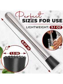 Cirelle Mieszadło kuchenne do baru S - stal nierdzewna Bar Old Fashioned kruszarka do lodu do lemoniady owocowej SHome Bar Accessories - do przygotowywania pysznych mojito i innych napojów owocowych!, prezent dla ojca - Srebro - Zobacz 6