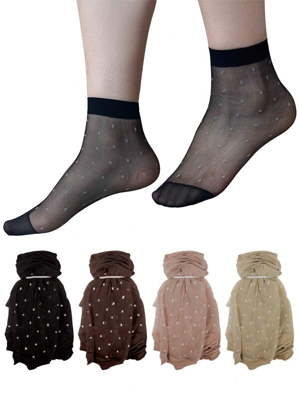 10/20 Pares de Meias Curtas Ankle High para Mulheres Meias Transparentes de Seda com Reforço nos Dedos - Meias de Cristal