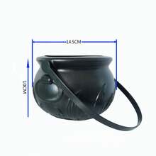 女巫桶、万圣节南瓜桶、黑色火焰桶、南瓜罐、女巫罐、带柄火焰糖果桶、水桶 - 彩色 - 查看 12