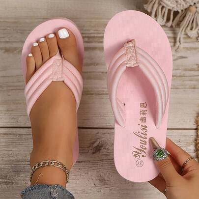 Women's Flip Flops - Lightweight Comfortable Casual Thong Slippers, European And American Style, Suitable For Beach And Home