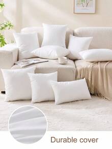 1/2/4pcs Solid Color Pillows Insert, Throw Pillow, Bedding, Soft Fluffy White Pillows, Fill For Back, Stomach Or Side Sleepers, High Rebound Polyester Fiber Filling Pillow, Halloween Decor, Christmas Decoration, For Bed, Sofa, Living Room, Halloween Gift, Bedroom Decorative Stuffer Pillow, Dorm Room Essentials College. - 白色 - 查看 5
