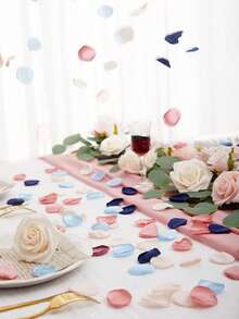 50/100/500pcs Silk Rose Petals, Satin Fabric Wedding Aisle Decorations For Cake Table/Flower Girl Basket/Bridal Shower, Romantic Bedding Scatter Flowers (4cm Bowl Shape, Burgundy Cream Mix)